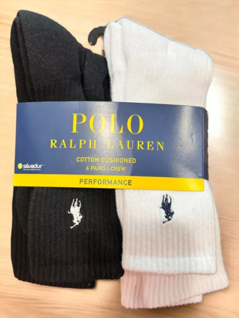 POLO RALPH LAUREN Cotton Cushioned Crew Socks 6 Pairs (UND006) $48.88 ...