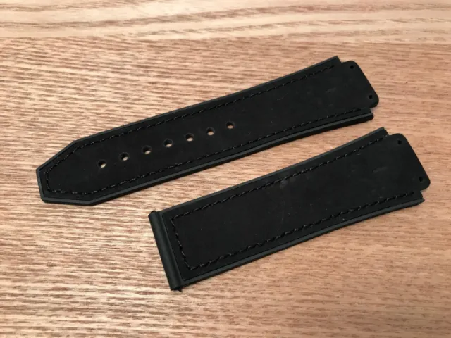 22 24 26mm 29mm For HUBLOT Big Bang Watch Silicone Rubber Suede Strap Band Black