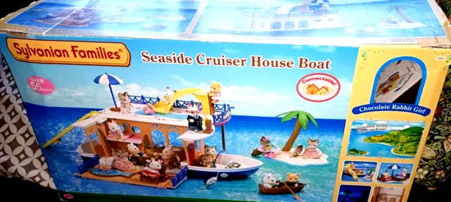 Boxed Sylvanian Families Seaside Cruiser House Boat Family