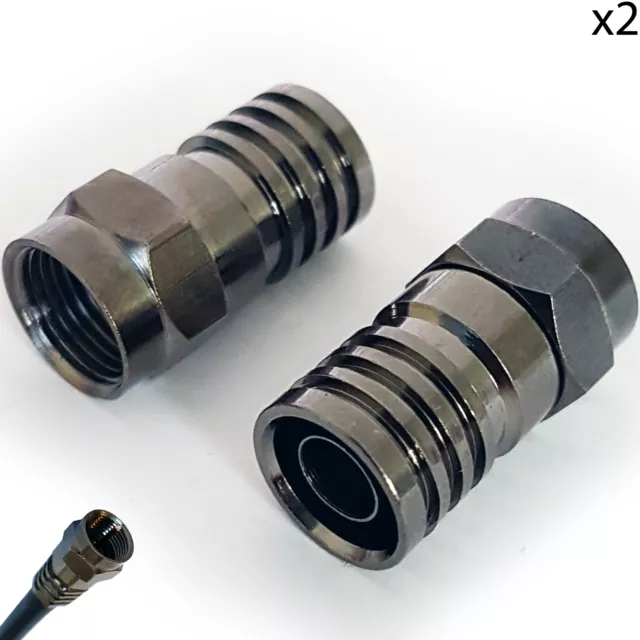 2x PRO Outdoor RG6 F Type Male Hex Crimp Connector Plug Aerial Coax CT100 Sky