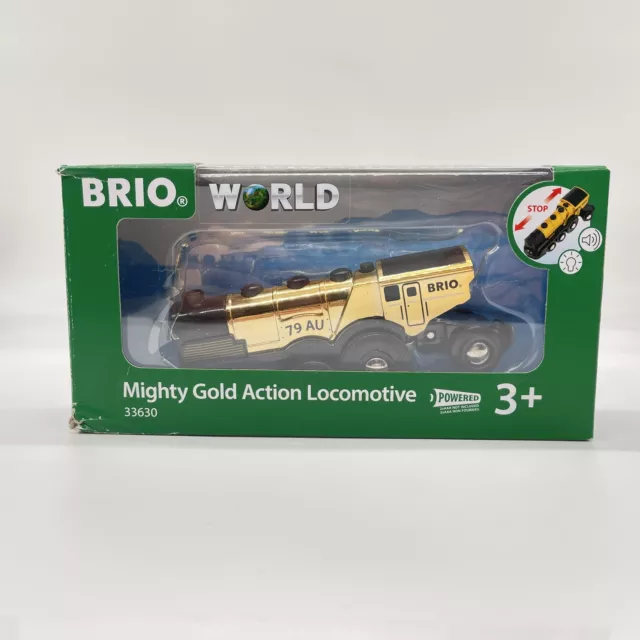 BRIO World – 33630 – Leistungsstarke, batteriebetriebene goldene Lokomotive – El