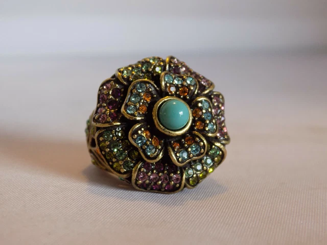 Heidi Daus Retired "Passionate Poisey" Swarovski Crystal Flower Ring - Sz 5.25