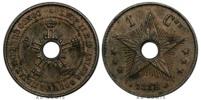 Belgique 1 centime 1888 Congo Belge Léopold II SUP Cuivre monnaie belge