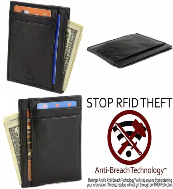 Hammer Anvil RFID Blocking Minimalist Front Pocket Wallet Genuine Leather