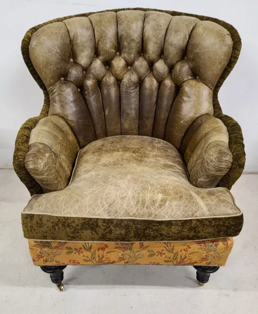 Leather Wingback Library Reading Chair by CAROL HICKS BOLTON for E J VICTOR 2