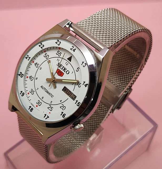 Seiko 5 automatic men's steel day/date vintage japan made watch run order