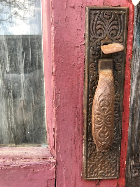 36x89" Antique Storefront Door with Original Eastlake Hardware, 2 1/8" thick 5