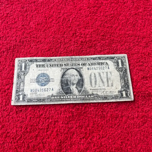 1928 One Dollar Bill •Silver Certificate $1 Note • Funny Back • M08425627A