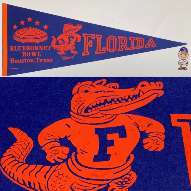 Vintage Florida Gator University Pennant 12x30 Football Bluebonnet Bowl