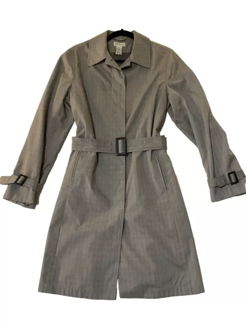 ANN TAYLOR TRENCH Coat Womens Small Black Rain Jacket Double