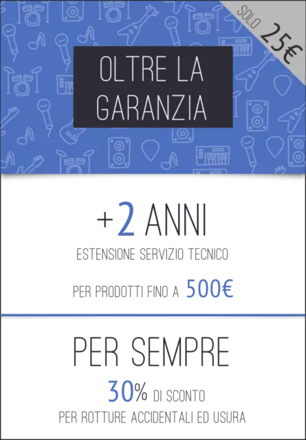 Estensione di garanzia per prodotti audio e strumenti musicali fino ad Euro 500