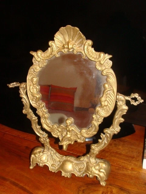 Miroir Italien Laiton Massif Artissimo Miroir Cosmétique Pivotant En Laiton Doré Massif Miroir Table Maquillage Rétro