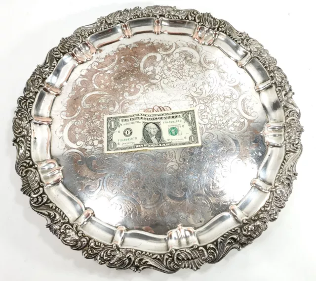 Antique Ellis Barker English Sheffield Birmingham Silver Plate Serving Tray 18"