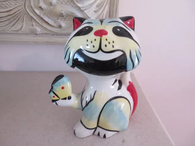 Rare Lorna Bailey Cat With Butterfly Figure 5 Inches Tall *Excellent