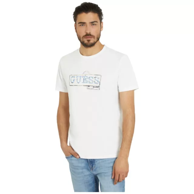 Guess T-Shirt Blanc T-Shirt Guess Boîte Logo M4GI26 J1314