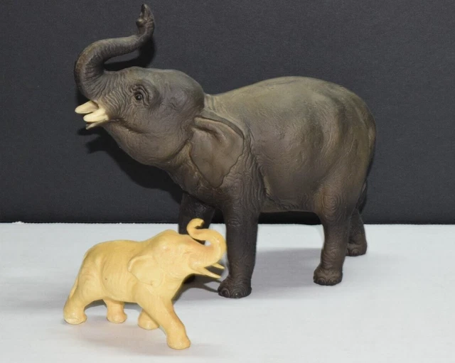 VINTAGE MOLDED PLASTIC Elephant Figurines Made in Japan Lot of 2 11.88