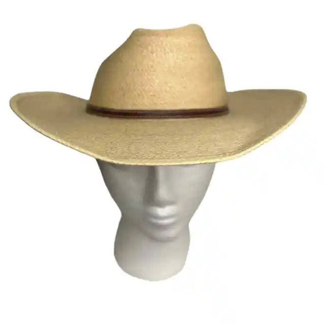 Atwood Cowboy Straw Sun Hat Leather Band Outside Comfort Band Inside #B07