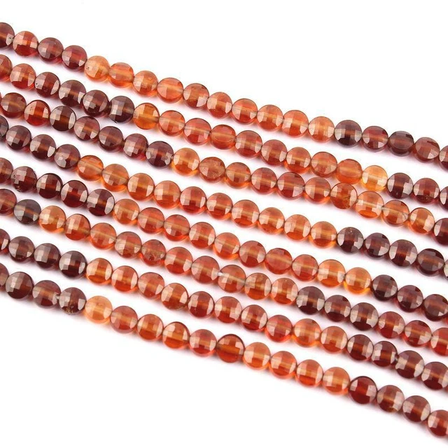 AAA Hessonite Grenat Gemme 3mm-4mm Pièce Forme Checker Coupe Facettes Perle 33cm