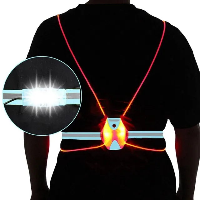 Night Running Light Reflective Vest LED Chest Lamp USB Charge Camping Fishi H9U1