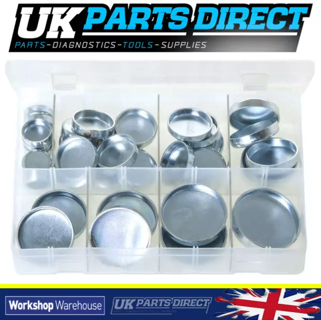 38 Pc Core Plugs - Cup Type - Imperial - Assorted Garage Workshop Box