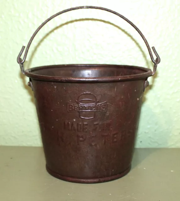 Antique Vintage Tin Metal Berry? Bucket Behrens Made For T.h. Peters
