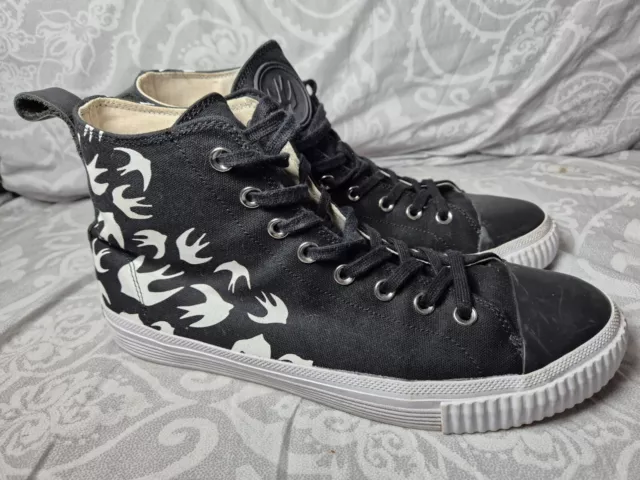 MCQ ALEXANDER MCQUEEN Unisex Black Swallow Canvas High Top Sneaker Size 9 34.99 PicClick UK