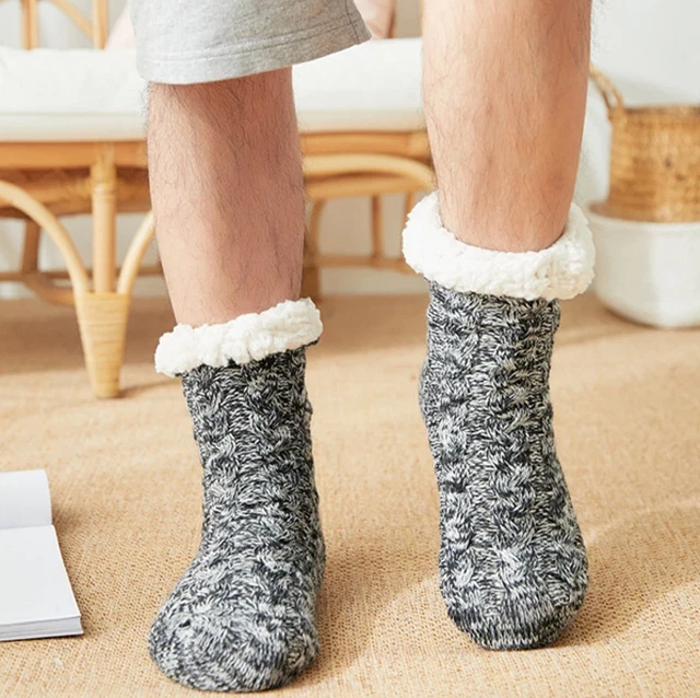 Pantofole Uomo Calze Calzini Lunghe Pile Caldi Invernali Antiscivolo Casa Letto