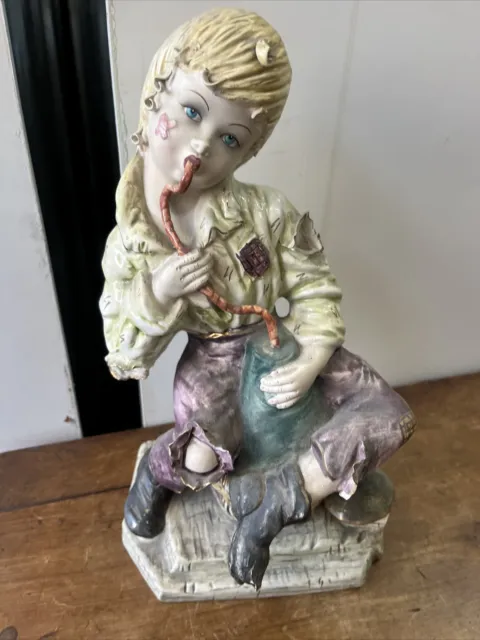 large Capodimonte  Italian Porcelain boy tramp hobo figurine Statue