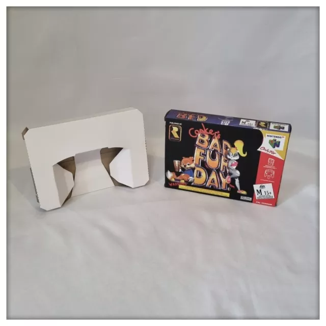 Nintendo N64 Conkers Bad Pelz Day 64 PAL Handarbeit leere Ersatzbox mit Tablett