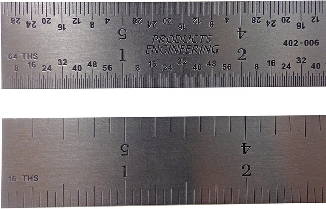 Made in USA PEC 6" Rigid Stainless Steel 4R Machinist Engineer Ruler / Rule 1/64