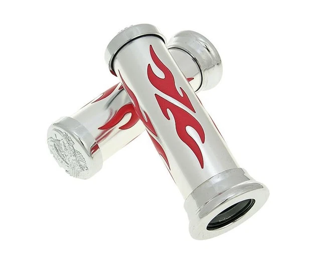 Poignées de guidon Custom Flame chromé - rouge [Ø 22mm]