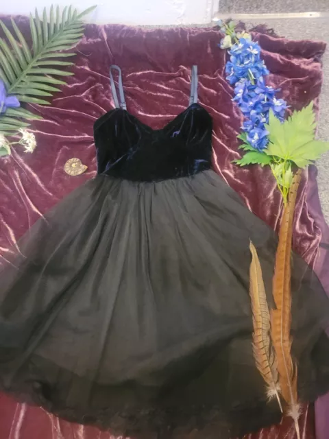 ❤ Motel Rocks navy blue and velvet net fairy dress size S ❤