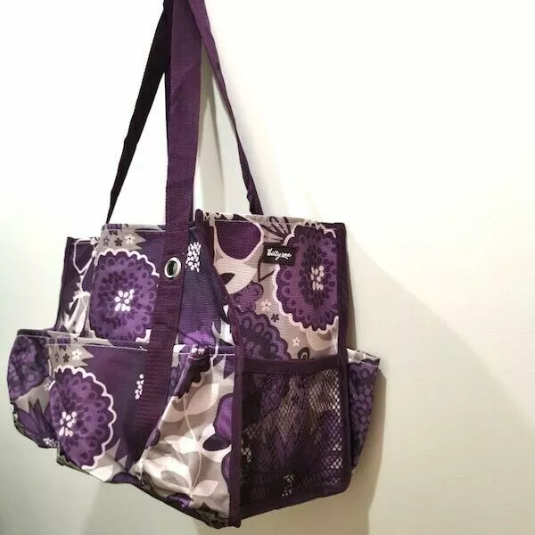 Thirty One All in Organizer Medium Bag Plum Awesome Blossom Purple Floral, New 3