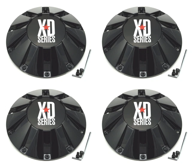 4x NEW KMC XD Wheel Center Caps Gloss Black fits 18" 20" 22" XD806 Bomb 451L215