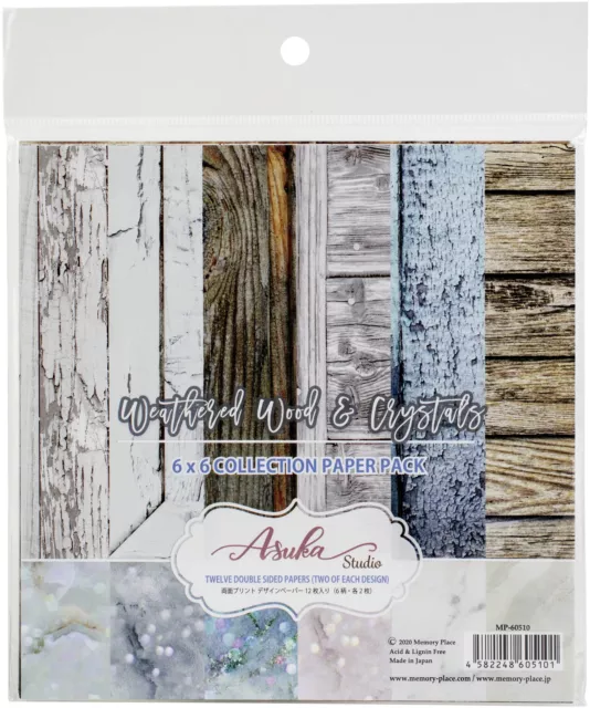 Asuka Studio Double-Sided Paper Pack 6"X6" 12/Pkg-Weathered Wood & Crystals MP-6