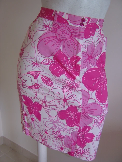 Jupe Longue Droite Bordeaux à Fleurs Un Jour Ailleurs – Taille 40/42 – Polyester Doublé