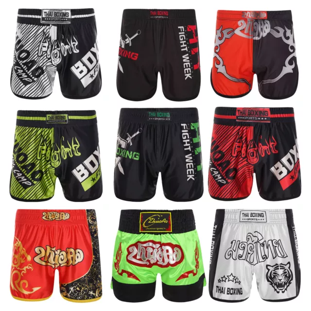 Kids Boys Boxer Shorts Training Kick Boxing Trunk Cage Wrestling Fighting Shorts