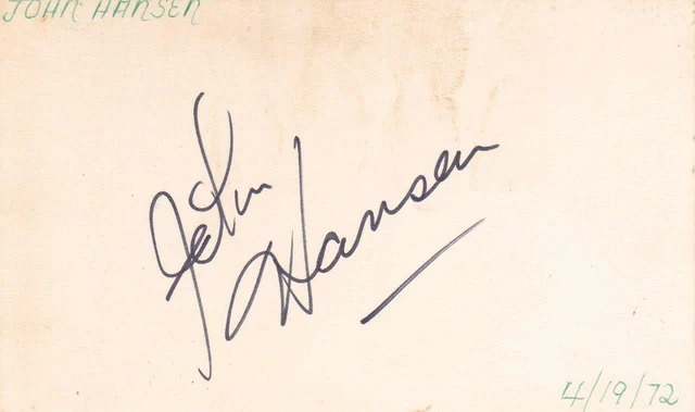 JOHN HANSEN Signed 3x5 Index Card Actor/Earthbound COA
