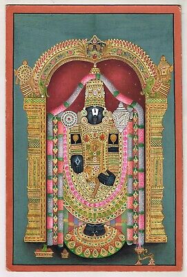 Sri Venkateswara Swamy Ancien Peinture Hindou Religieux Art Sur Papier