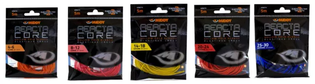 Middy Reacta Core Hollow Elastic 5m Lengths All Sizes Pole Fishing