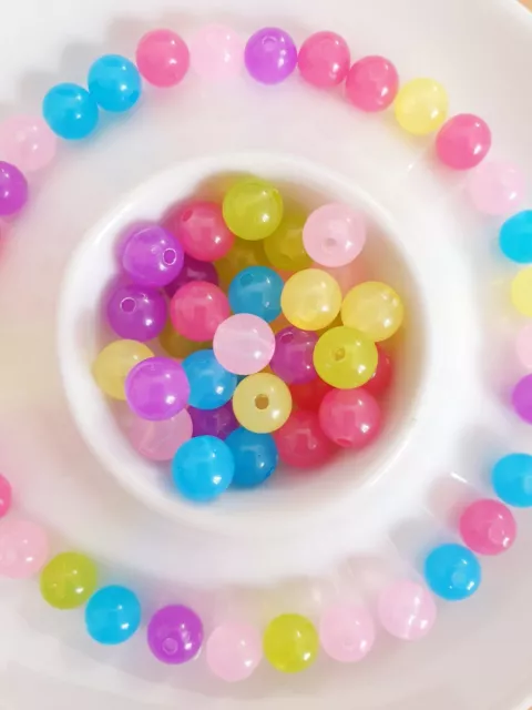 10/30 x Bunte Acrylperlen zum Basteln/Schmuckherstellung Beads Gelee Ø 8mm