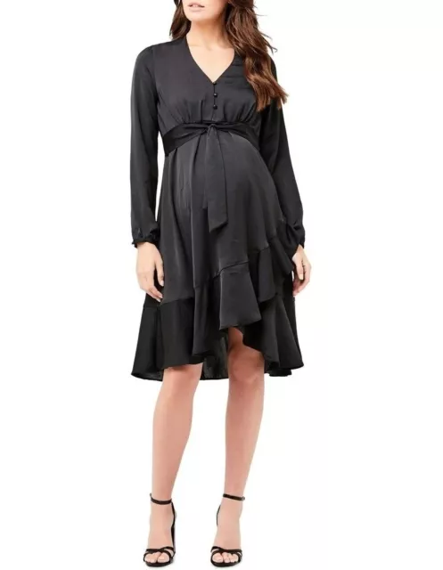 Ripe Maternity Satin Tie Dress Black Size Medium