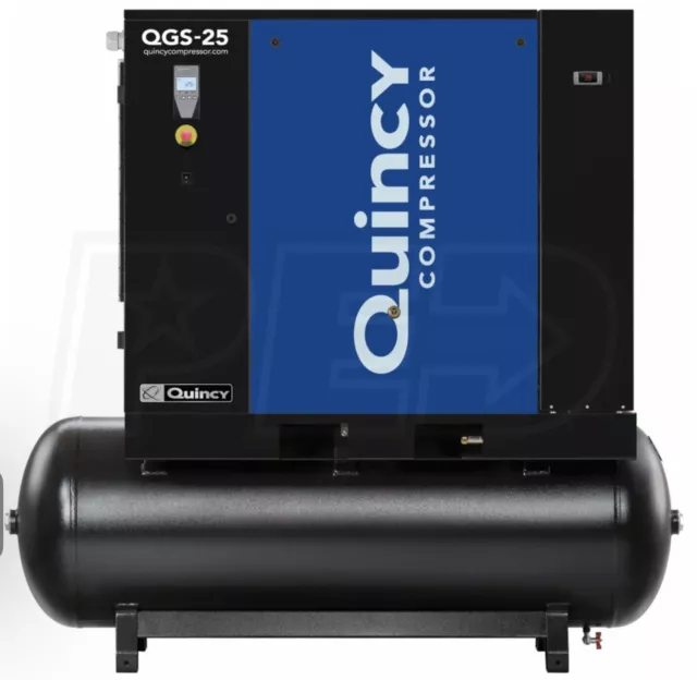 2022 New Quincy QGS-25 Rotary Screw Air Compressor 25 HP w Dryer & 120 G Tank
