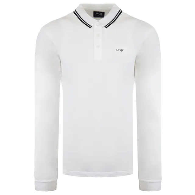 Armani Jeans White Black Polo Shirt 7V6F36 6JPTZ 1100