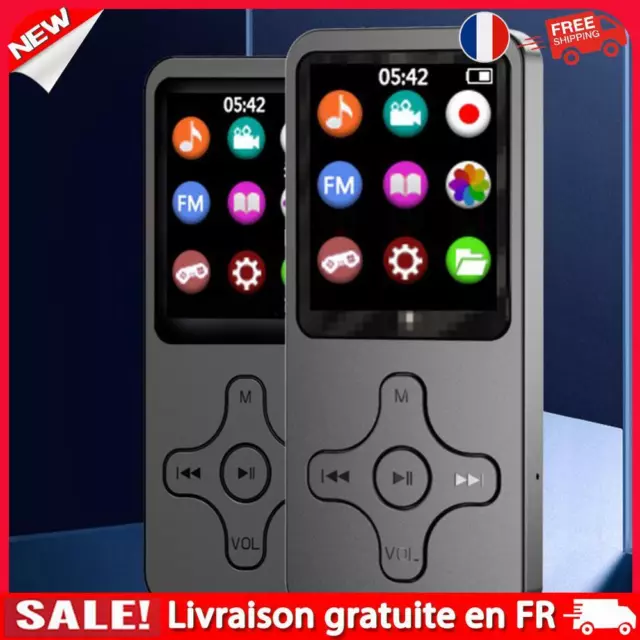 Lecteur MP3 vidéo HiFi MP4 Walkman compatible Bluetooth FM pour étudiant (avec 1