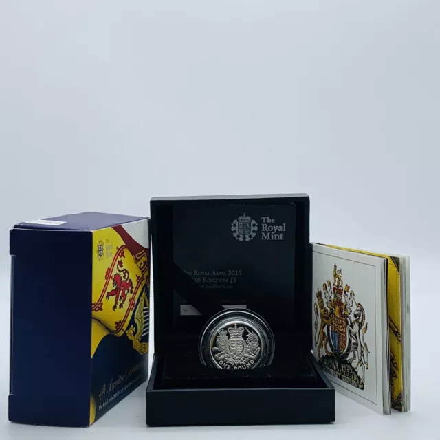 2015 Royal Mint Silver Proof Piedfort £1 One Pound Coin - The Royal Arms
