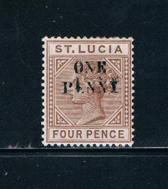 St.Lucia 1891 - " Un Penny " Double Surcharge Sur 4d Qv -sc 42b [ Sg 55ca] Mint