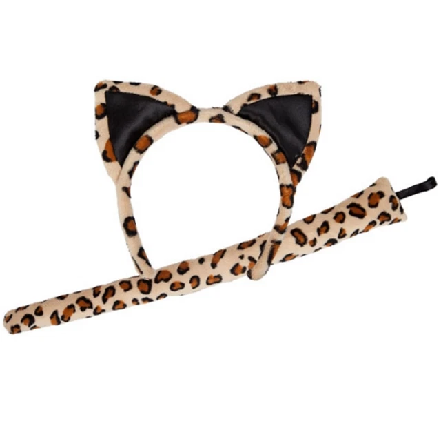 Adulto/Bambino Leopardo Orecchie e Coda Set Costume Fascia Accessorio Costume