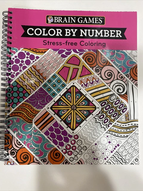 BRAIN GAMES - Color by Number: Stress-Free Coloring [Pink] $8.99 - PicClick
