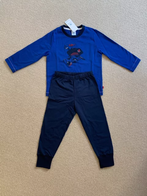 SANETTA Kinder Pyjama Set 2-Teiler Blau Gr. 98 NEU !!